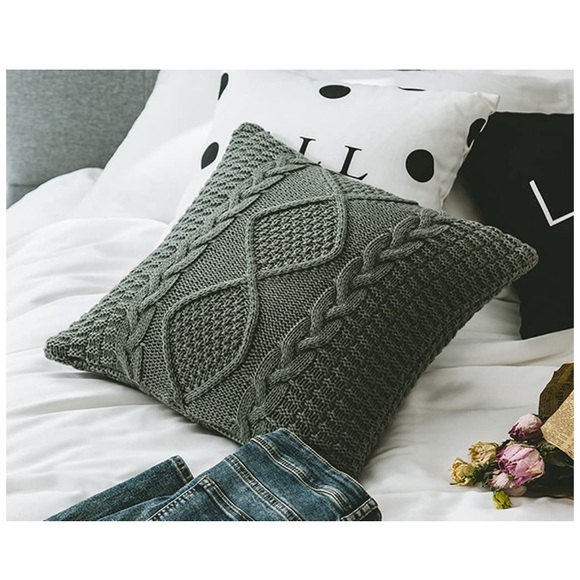 Sunflower Yellow Braided Cozy Knit Farmhouse Boho Pillow Cover for Dorm/Bed/Sofa - Picture 6 of 8